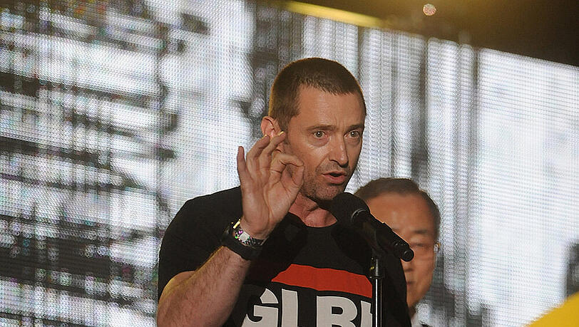 Hugh Jackman als Redner auf dem Global Citizen Festival im September in New York Hugh Jackman als Redner auf dem Global Citizen Festival im September in New York
