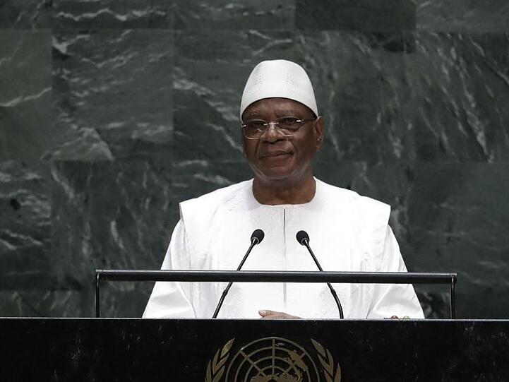 Ibrahim Boubacar Keita spricht 2019 bei der 74. Sitzung der UN-Generalversammlung. Nun verkündete er seinen Rücktritt.