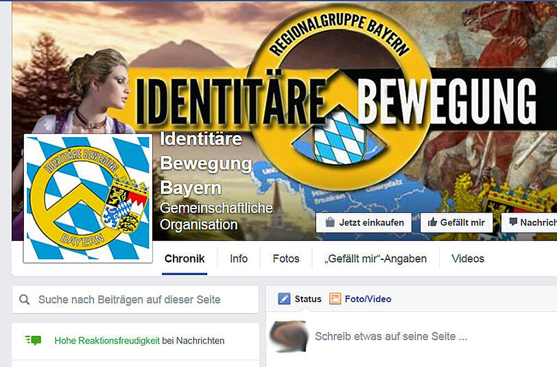 Die Facebook-Seite der "Identitären Bewegung" Bayern