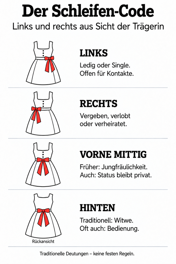 Bedeutung der Dirndl Schleife. Der Schleifen-Code für das Oktoberfest. Bedeutung der Dirndl Schleife. Der Schleifen-Code für das Oktoberfest.