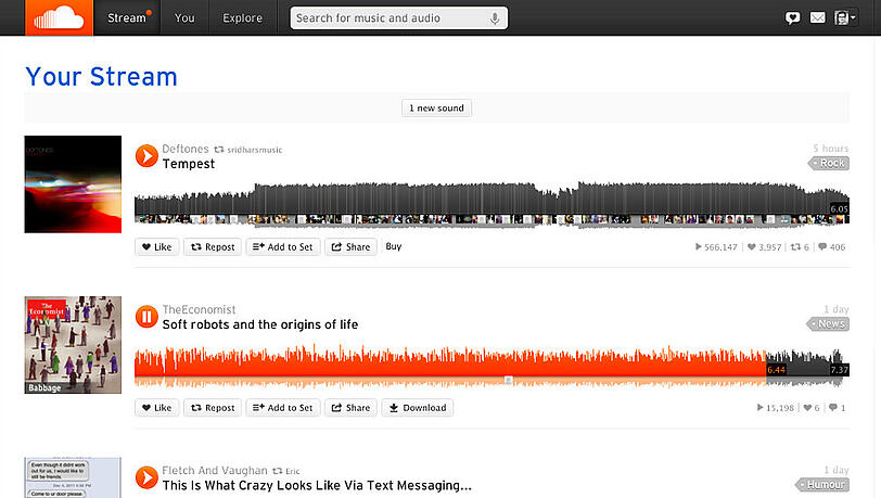 Musik im Mittelpunkt: Die Benutzeroberfläche von SoundCloud Musik im Mittelpunkt: Die Benutzeroberfläche von SoundCloud