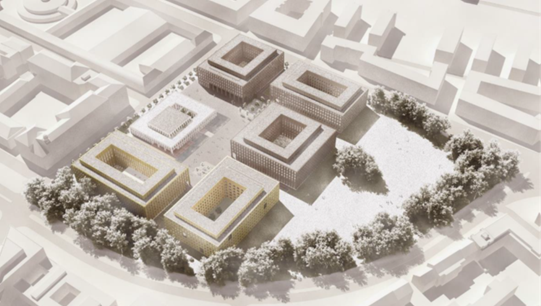 So soll er nach 2030 mal ausschauen, der neue Steuer-Campus zwischen Deroy, Mars- und Arnulfstraße.