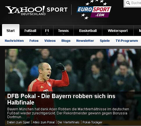 "Robben": Eurosport.de kommt mit einem nicht ganz neuem Wortspiel daher.