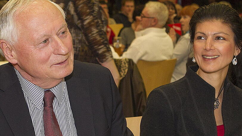 Oskar Lafontaine und Sahra Wagenknecht bei einer Veranstaltung in Wallerfangen Oskar Lafontaine und Sahra Wagenknecht bei einer Veranstaltung in Wallerfangen