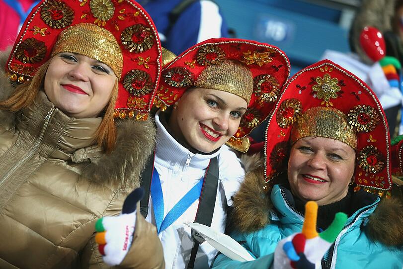 Russisch bedeckte Fanmeile.