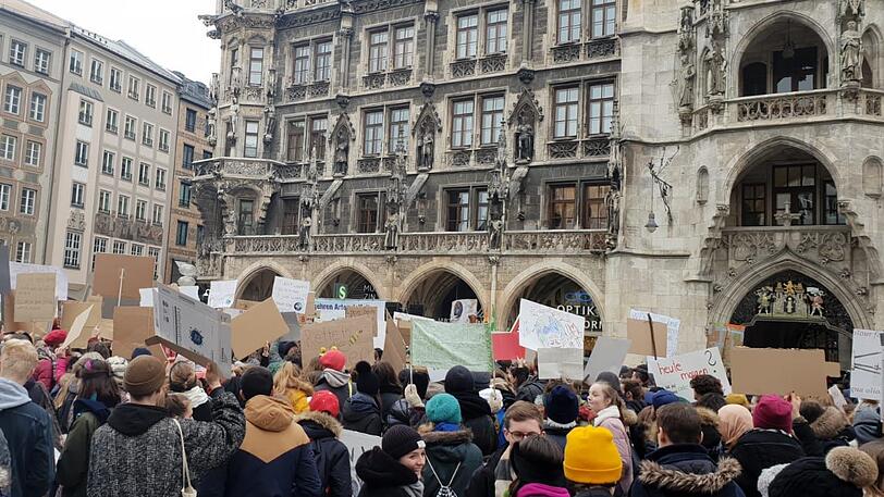Eine Klimaschutz-Demo Anfang Februar am Marienplatz.