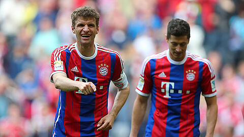 Erzielten alle drei Treffer gegen Frankfurt: Thomas Müller (l.) und Robert Lewandowski (r., 2 Tore).