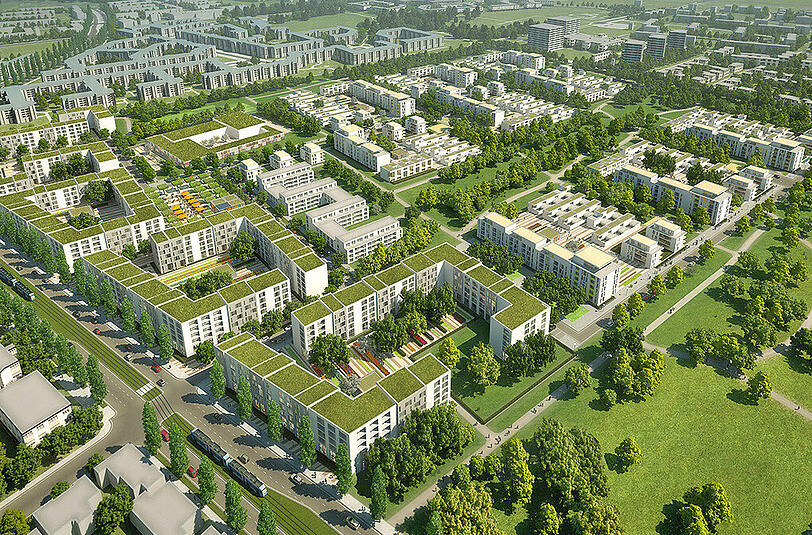 1800 Wohnungen, über 4000 Bewohner, sechs Kitas: Auf dem Gelände entsteht Infrastruktur in Kleinstadtdimensionen.