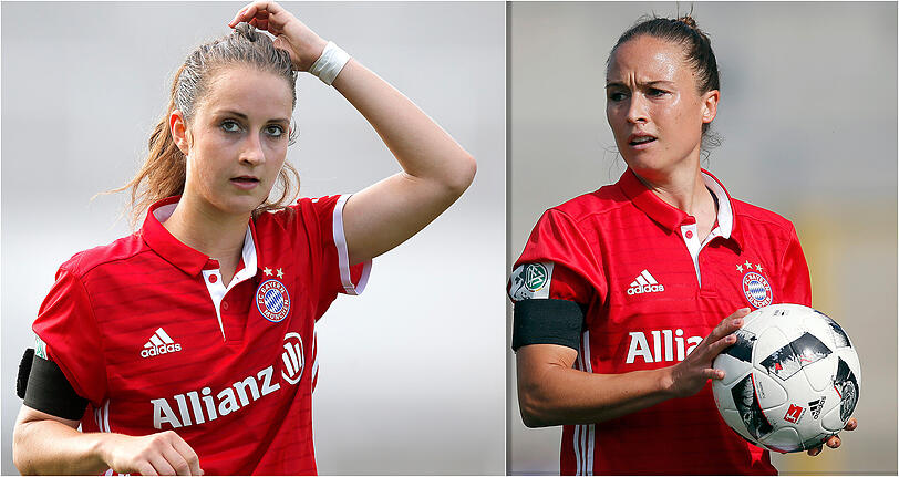 Gina Lewandowski (links) und  Sara Ilonka Däbritz bleiben den Bayern-Damen bis 2018 erhalten.