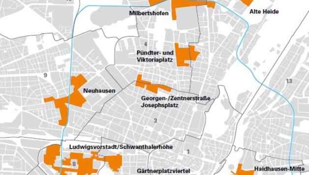 Die "Milieuschutz-Karte" mit Erhaltungssatzungsgebieten umfasst Bereiche mit 169.000 Einwohnern in 92.000 Wohnungen." Die "Milieuschutz-Karte" mit Erhaltungssatzungsgebieten umfasst Bereiche mit 169.000 Einwohnern in 92.000 Wohnungen."