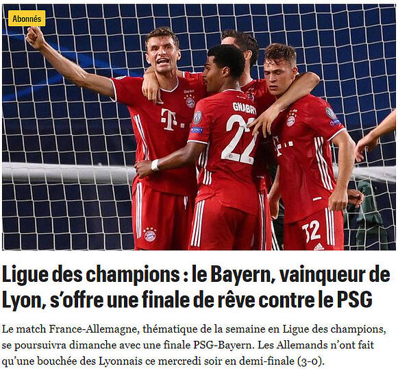 Bayern gegen PSG - ein "Traumfinale" für den französischen "Parisien". Die Münchner hätten im Halbfinale "mehr Biss" als Lyon gehabt.