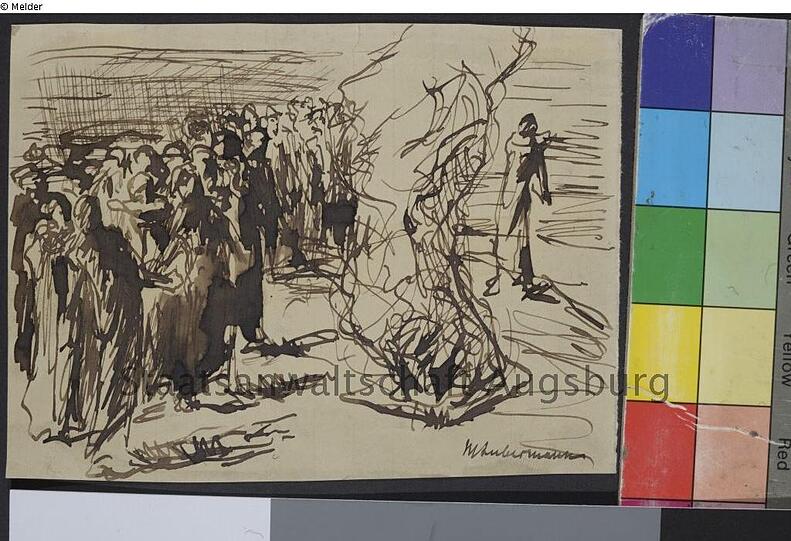 Max Liebermann: "Personengruppe am Lagerfeuer"