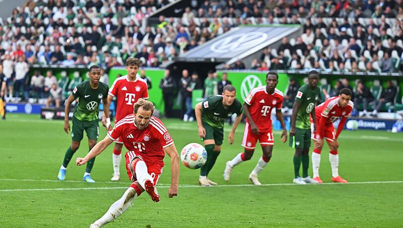Der erste Elfmeter-Fehlschuss seiner Bundesliga-Karriere: Harry Kane im Spiel gegen den VfL Wolfsburg.