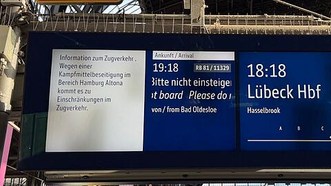 Eine Bombenentsch&auml;rfung in Hamburg-Bahrenfeld wirkt sich auch auf den Bahnverkehr nach L&uuml;beck aus.