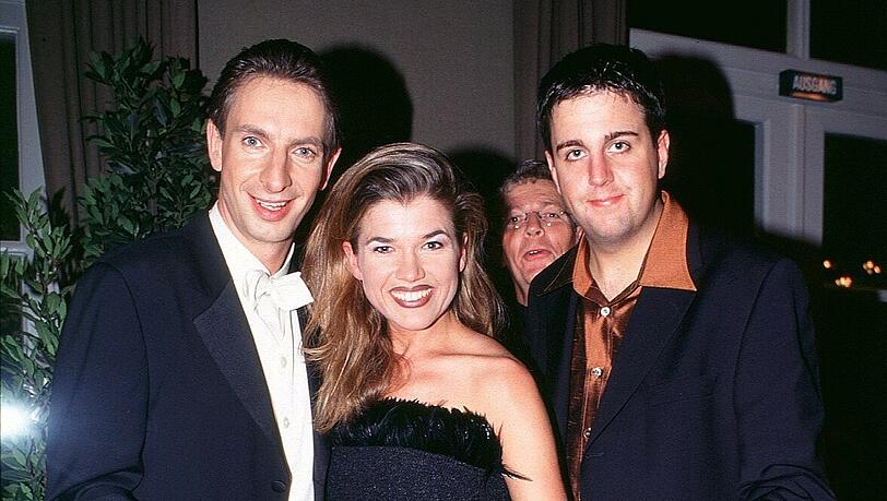 Ingolf Lück, Anke Engelke und Bastian Pastewka bei Verleihung des Bayerischen Fernsehpreises 1998 in München.
