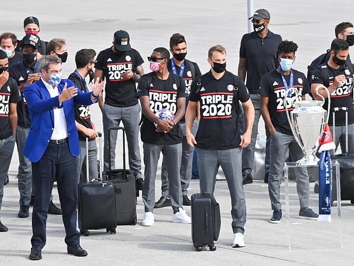 Wer soll diese Bayern schlagen: Die ist nach dem Sieg in der Champions League heimgekehrt und wurde von Ministerpräsident Söder begrüßt.