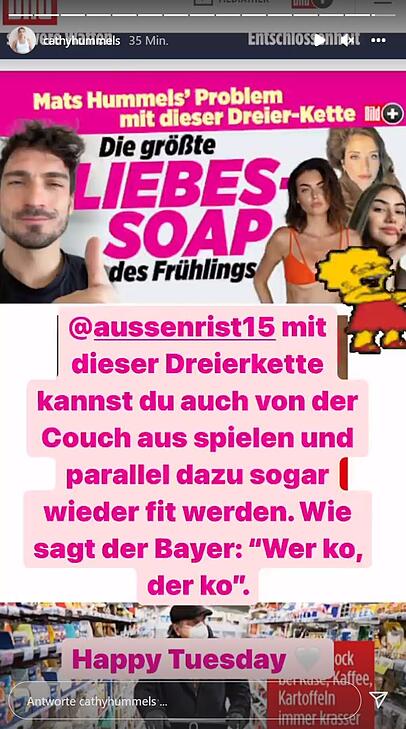 Mit dieser Nachricht an Mats Hummels beweist Cathy Hummels Humor.