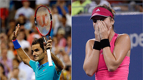 Roger Federer feiert souverän, die 17-jährige Belinda Bencic kann ihr Glück kaum fassen.