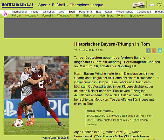 "Historischer Bayern-Triumph in Rom" . Der Standard (Österreich)