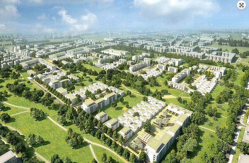 Die Modellansicht des künftigen Wohnquartiers Prinz-Eugen-Park: 1800 Wohnungen werden hier entstehen.