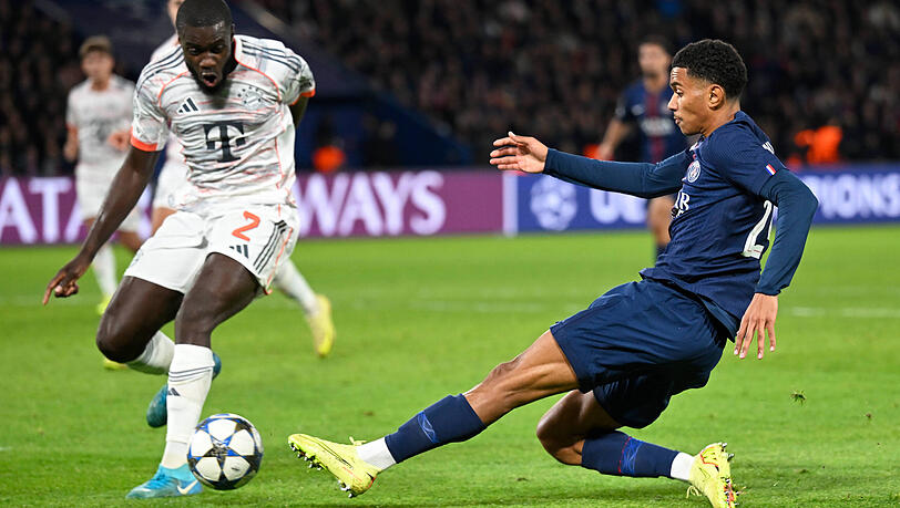 Überragend zuletzt gegen Paris Saint-Germain: Upamecano (l.). Überragend zuletzt gegen Paris Saint-Germain: Upamecano (l.).