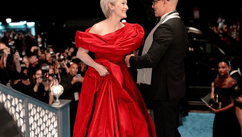 Meryl Streep als Miranda Priestly und Stanley Tucci als Nigel Kipling.