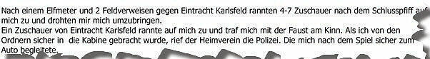Aus einer Mail zum U17-Spiel in Karlsfeld am 13. Oktober.