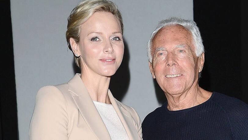 Charlène von Monaco und Giorgio Armani bei einem gemeinsamen Auftritt in Mailand.