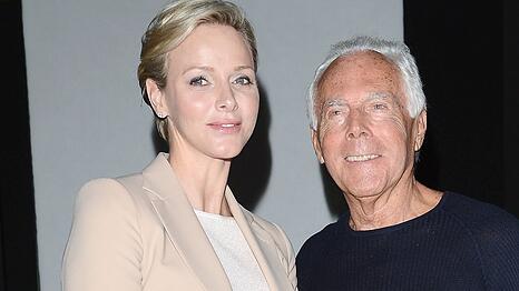 Charlène von Monaco und Giorgio Armani bei einem gemeinsamen Auftritt in Mailand.