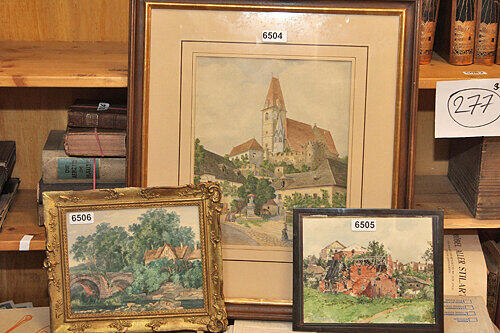 Die drei Aquarelle mit der Signatur Adolf Hitlers: Zwei anonyme Bieter ersteigerten sie bei der Auktion für insgesamt 43.000 Euro.