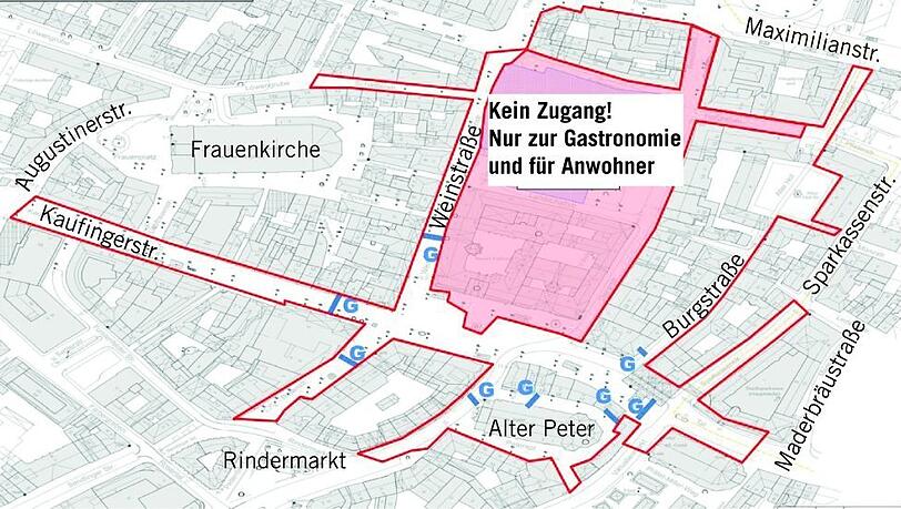 Der Plan für Sonntag: Rot umrandet ist das Veranstaltungsgelände, hier darf nicht geradelt werden. Die rot unterlegte Zone ist nur in Ausnahmefällen passierbar. Dort, wo "G" steht, werden Taschen kontrolliert (Glasflaschen- und Pyrotechnikverbot). Der Plan für Sonntag: Rot umrandet ist das Veranstaltungsgelände, hier darf nicht geradelt werden. Die rot unterlegte Zone ist nur in Ausnahmefällen passierbar. Dort, wo "G" steht, werden Taschen kontrolliert (Glasflaschen- und Pyrotechnikverbot).