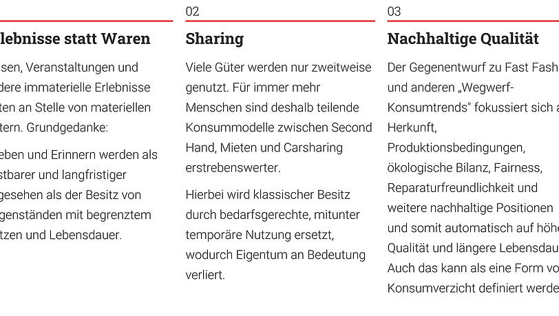 Übersicht: Weitere Konsumtrends Übersicht: Weitere Konsumtrends