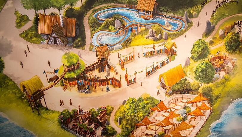 Eine Karte des neuen Themenbereichs "Idefix' Abenteuerland" im Belantis-Freizeitpark. Eine Karte des neuen Themenbereichs "Idefix' Abenteuerland" im Belantis-Freizeitpark.