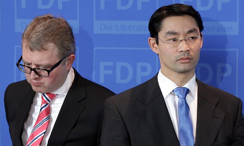 Parteichef Rössler und Frank Schäffler, Initiator des Mitgliederentscheids.
