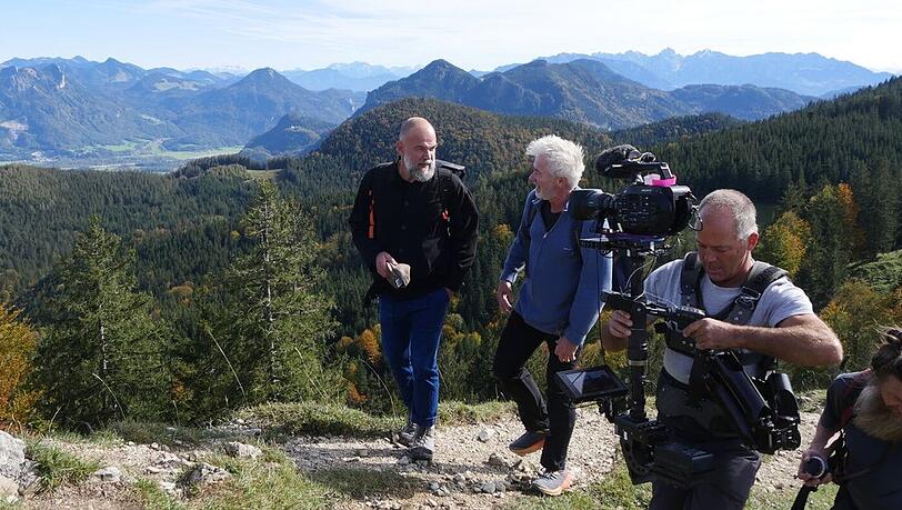 Werner Schmidbauer (m.) mit Martin Kälberer beim "Gipfeltreffen".