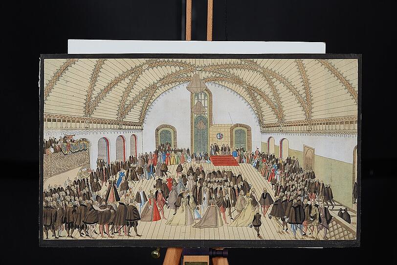 Der von der Stadt gegebene Ball im großen Rathaus-Saal, 1568.