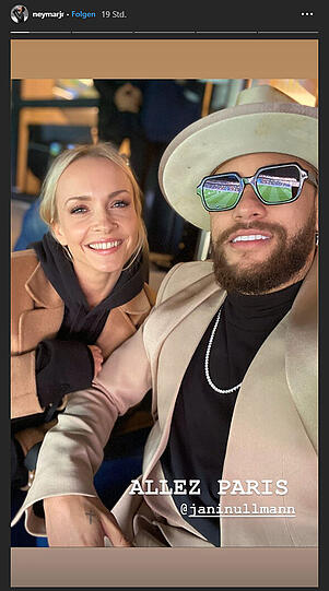 Trafen sich beim Spiel von Paris Saint-Germain: Janin Ullmann und Neymar.