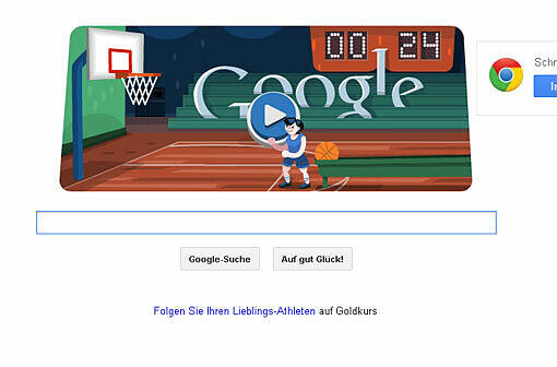 Körbe werfen mit dem Google Doodle zu Basketball bei Olympia 2012