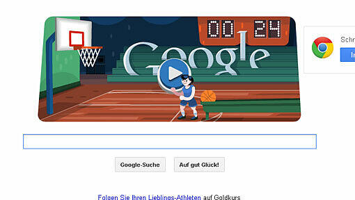 Körbe werfen mit dem Google Doodle zu Basketball bei Olympia 2012 Körbe werfen mit dem Google Doodle zu Basketball bei Olympia 2012
