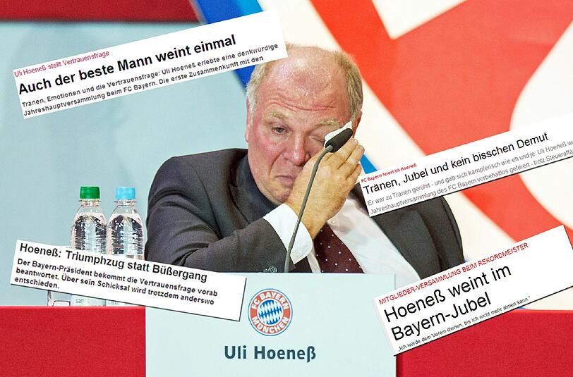 Uli Hoeneß weint: Sehen Sie hier die Schlagzeilen der nationalen Presse.