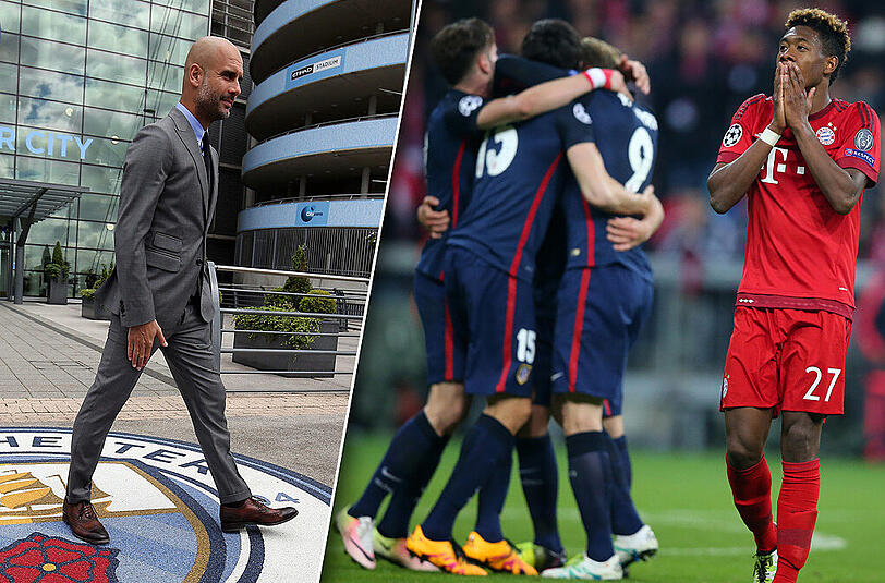 Trifft der FC Bayern schon auf einen dieser beiden Gegner: Pep Guardiola und Manchester City (l.) oder Atlético Madrid.