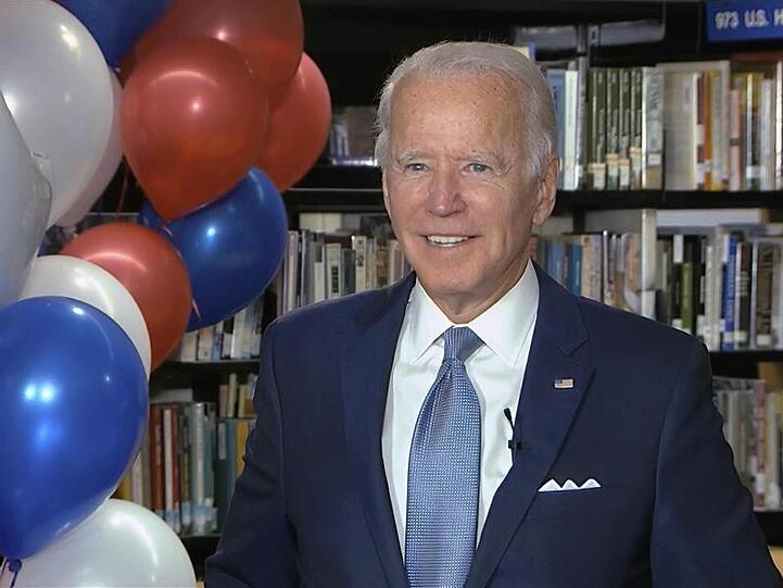Dieses von der Democratic National Convention zur Verfügung gestellte Videostandbild zeigt Joe Biden nach seiner Nominierung.