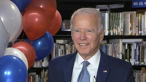 Dieses von der Democratic National Convention zur Verfügung gestellte Videostandbild zeigt Joe Biden nach seiner Nominierung.