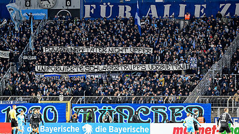Die Löwen-Fans beschwerten sich beim Heimspiel gegen Verl über das harte Vorgehen der Polizisten in Essen.