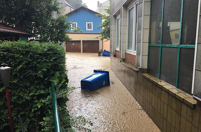 Das Hochwasser in Triftern im Landkreis Rottal-Inn.
