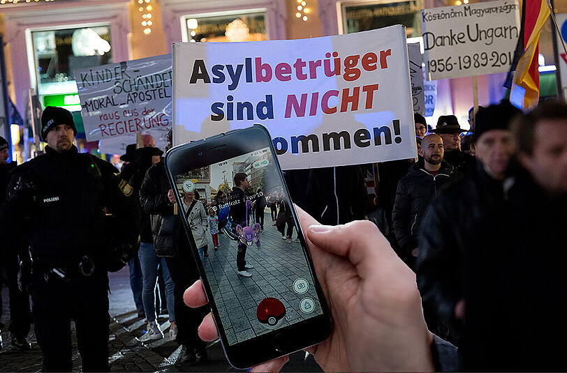 Am Montag marschiert Pegida wieder in der Innenstadt. PokemonGo-Spieler rufen zur Gegendemo auf.