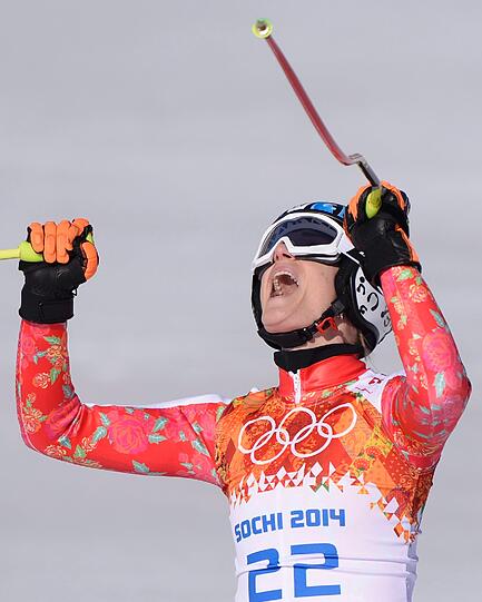 Super-G in Sotschi: So freut sich Maria Höfl-Riesch über ihre Silbermedaille.