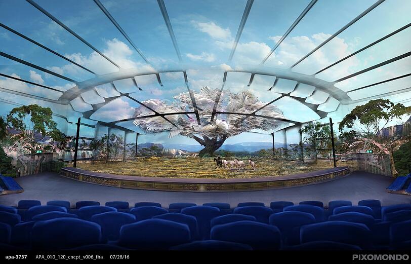 Natur-Illusionen per Beamer: So könnte eine der Projektionen im 360-Grad-Showpalast aussehen.