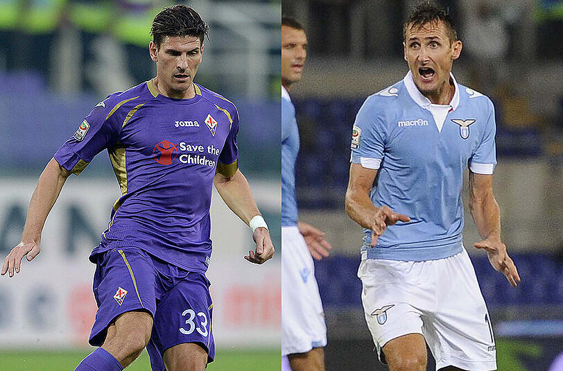 Haben beide keinen leichten Stand in der Serie A: Mario Gomez (AC Florenz) und Miroslav Klose (Lazio Rom).
