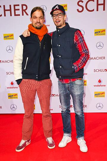 DJ-Duo Felix Kahle und Joko Winterscheidt (auch: "Joko gegen Klaas - Das Duell um die Welt") auf der Premiere des neuen Kinofilms "Der Schlussmacher" in Berlin.